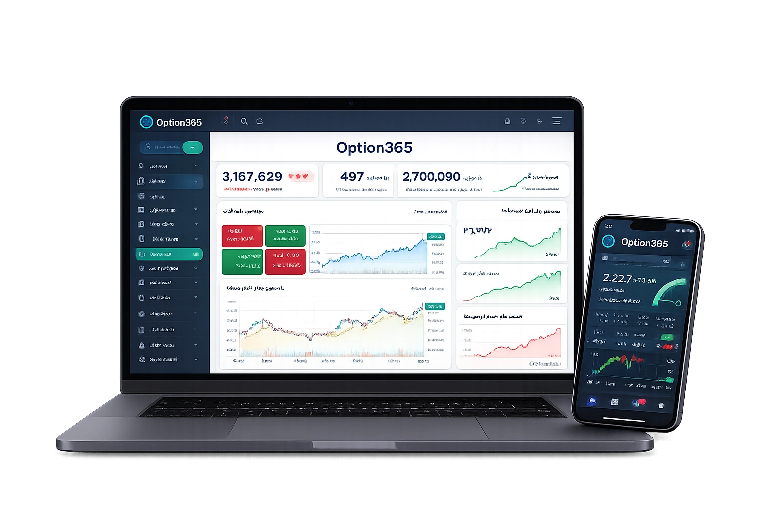 نمای سامانه Option365 در لپ‌تاپ و موبایل
